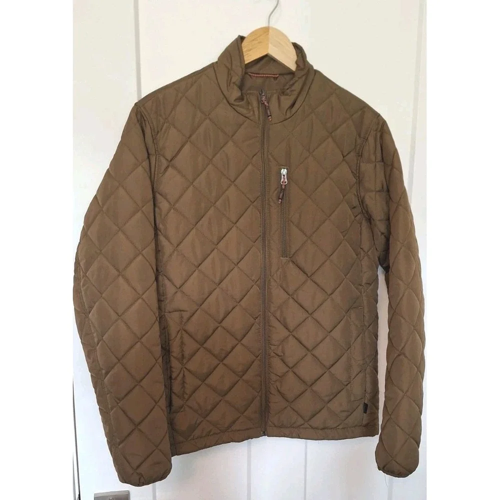 Hawke & Co Men's Jacket sz Small Diamond Quilted Brown EUC Full Zip